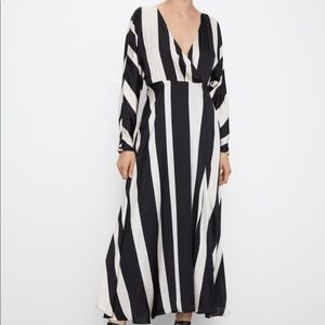Zara Satin Effect Striped Dress